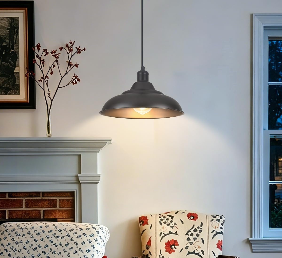 2‑Pack 15.7" Matte Black Dome Pendant Lights