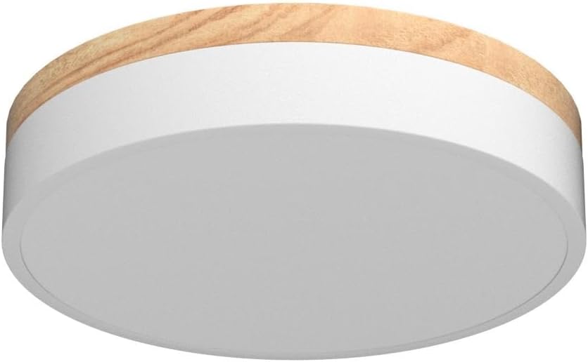 11.8" Dimmable 5CCT Wood LED Flush Mount Light
