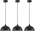 3‑Pack 9.8" Matte Black Dome Pendant Lights