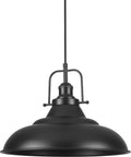 1‑Pack 16" Matte Black Industrial Pendant Light