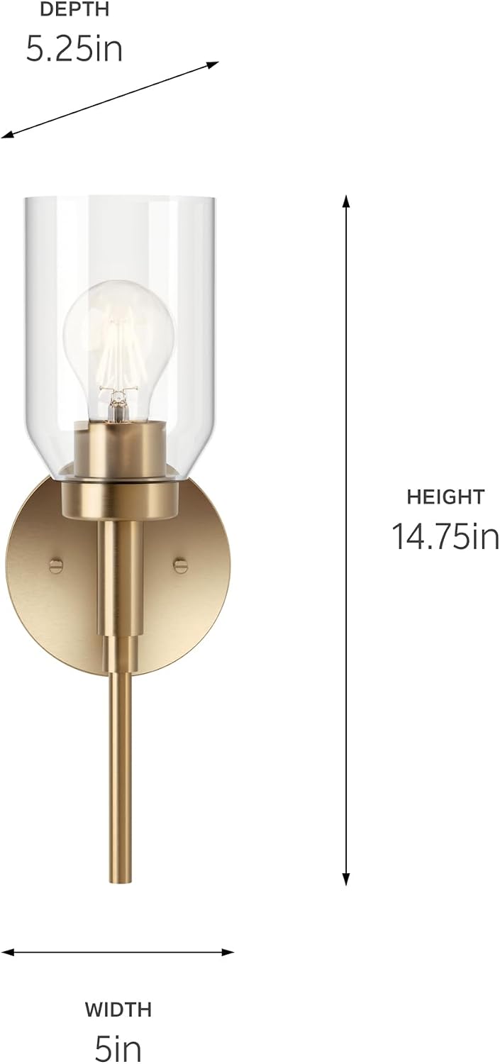 Madden Champagne‑Bronze Clear‑Glass Wall Sconce