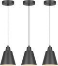 3‑Pack Black Metal Shade Industrial Pendant Lights