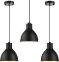 3‑Pack 6.5" Black Dome Industrial Pendant Lights