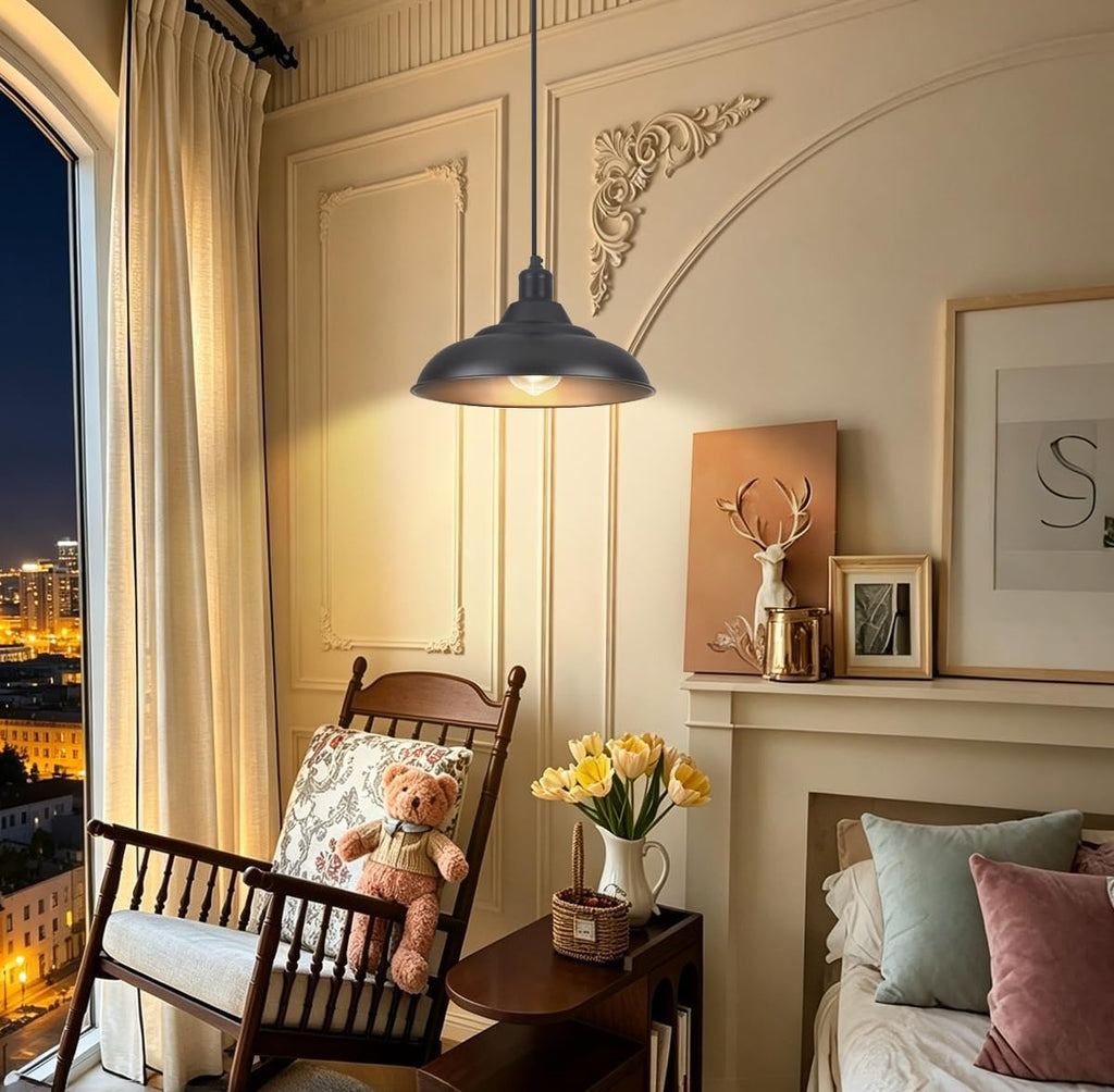 2‑Pack 15.7" Matte Black Dome Pendant Lights