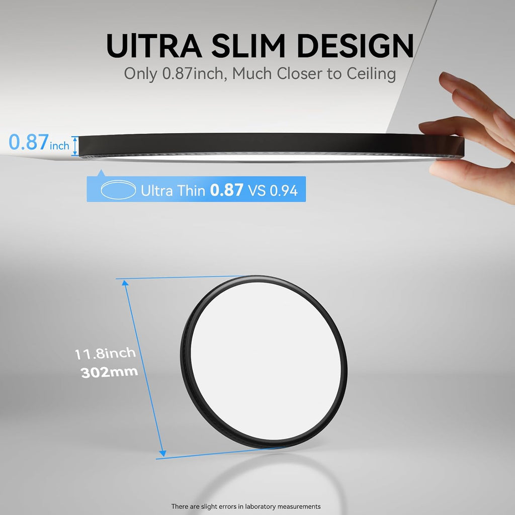 6‑Pack 12" Black 5000K Slim LED Flush Mount Light
