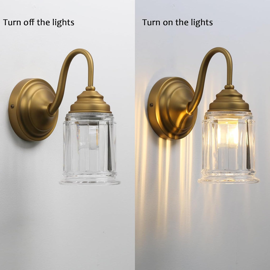 Gold Bell‑Glass Hardwired Wall Sconce