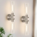 2‑Pack Brushed‑Nickel Clear‑Glass Hardwired Wall Sconces
