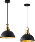 2‑Pack Matte Black Farmhouse Pendant Lights