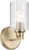 1‑Light Champagne Bronze Wall Sconce with Clear Fluted Glass