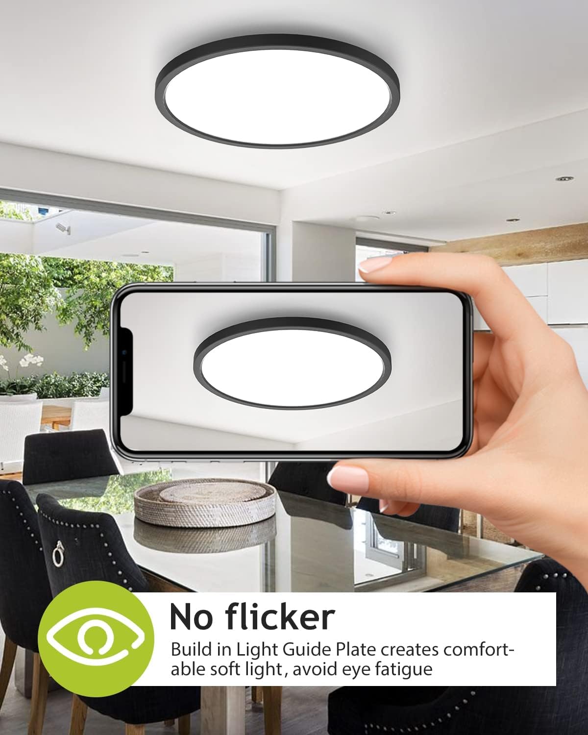 2‑Pack 12" Black 3CCT Dimmable LED Flush Mount Light