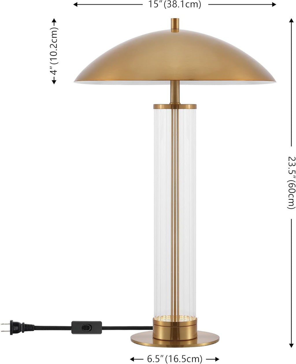 24" Brass Glass Table Lamp