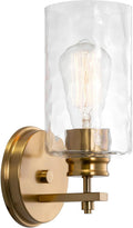 Home Phoebe Cool‑Brass Hammered‑Glass Wall Sconce