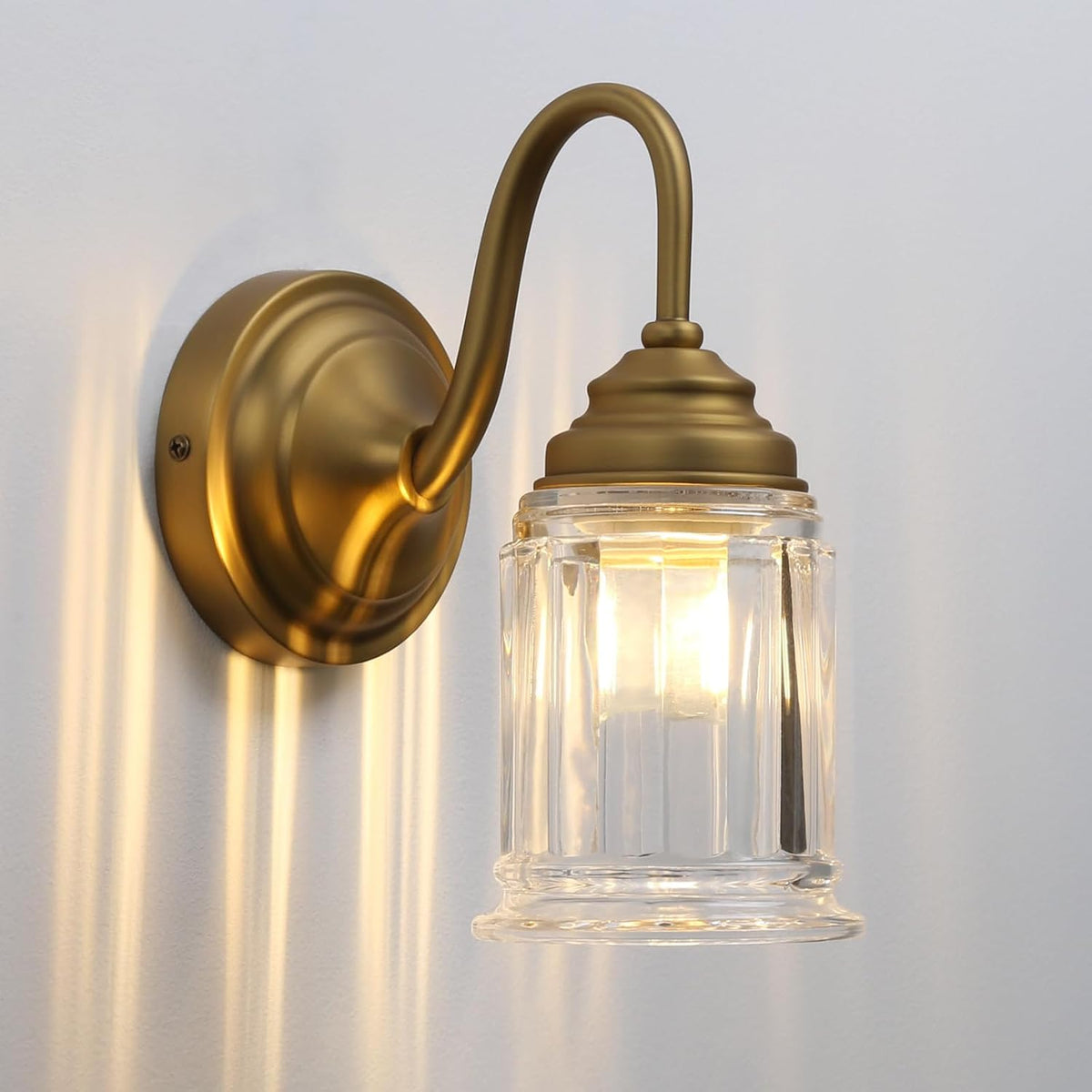 Gold Bell‑Glass Hardwired Wall Sconce