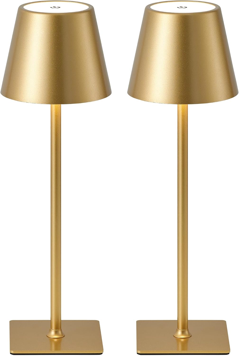 2‑Pack Rechargeable Gold Cordless Table Lamps