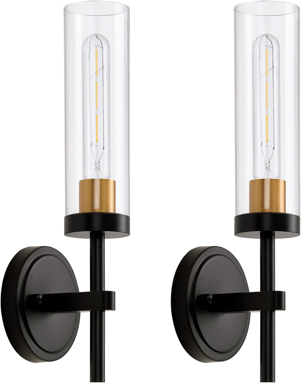 Wall Sconces Set of 2 with Clear Glass Shade