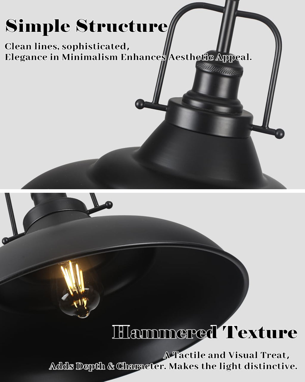 1‑Pack 16" Matte Black Industrial Pendant Light