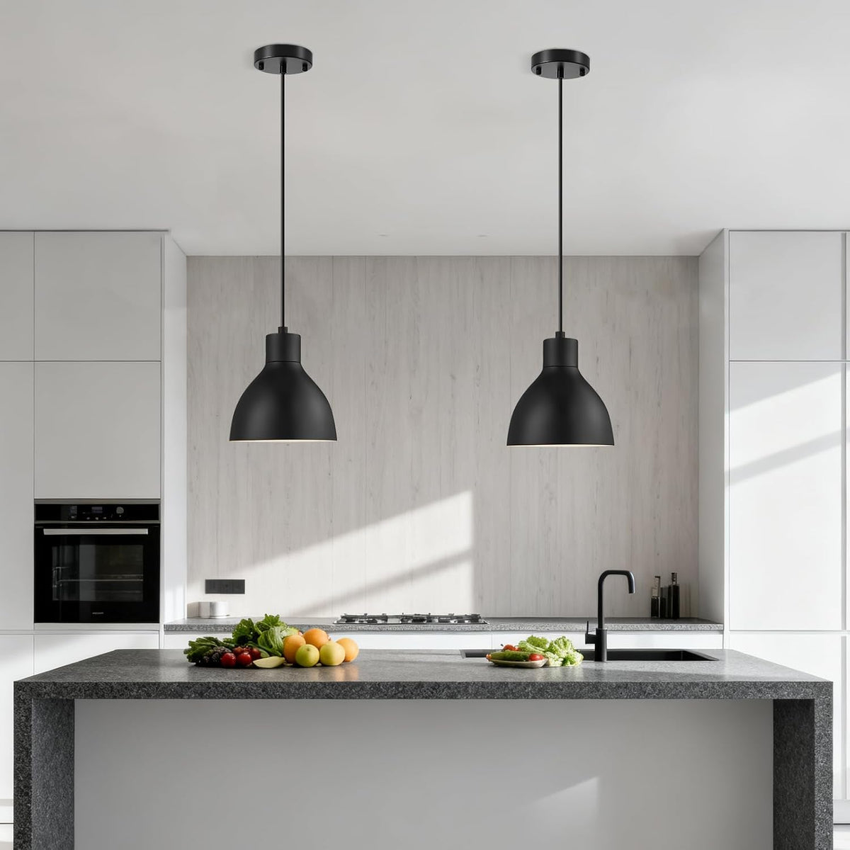 3‑Pack 6.5" Black Dome Industrial Pendant Lights