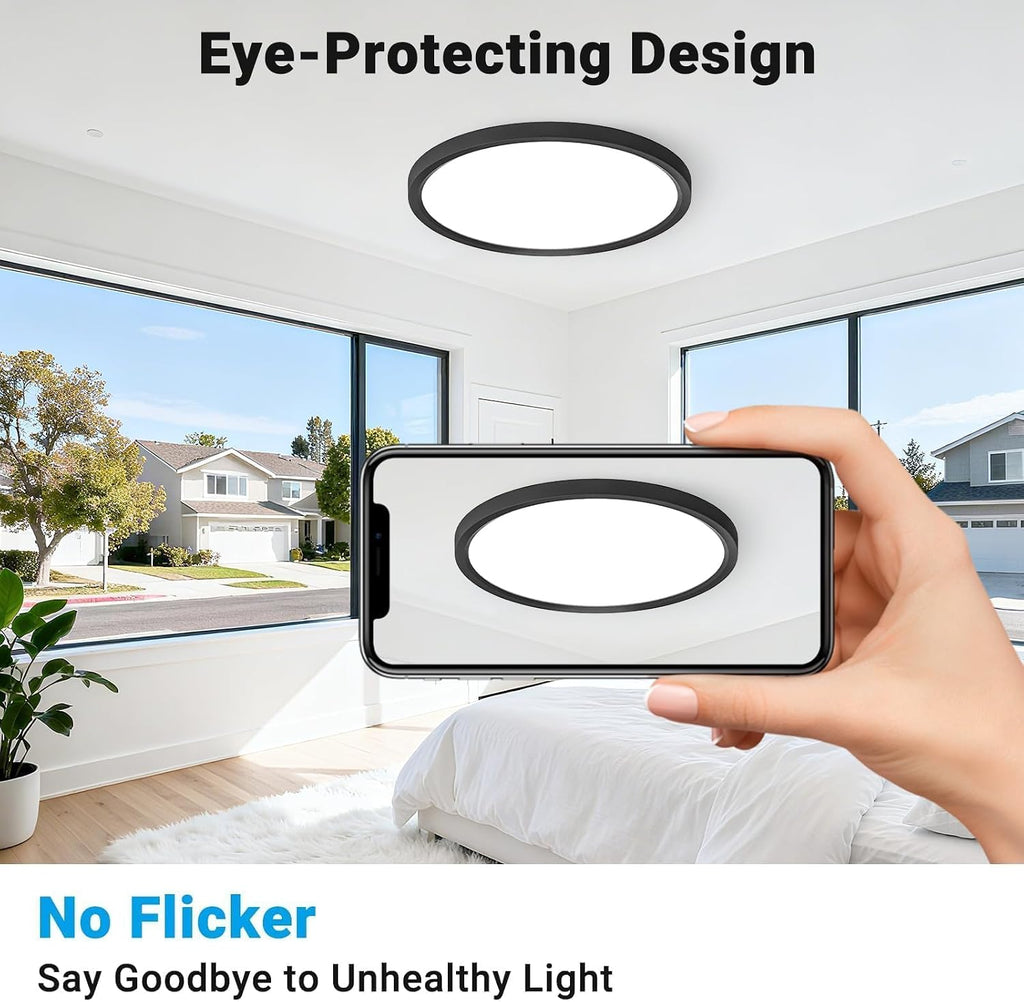 2‑Pack 12" Black 5CCT LED Flush Mount Light