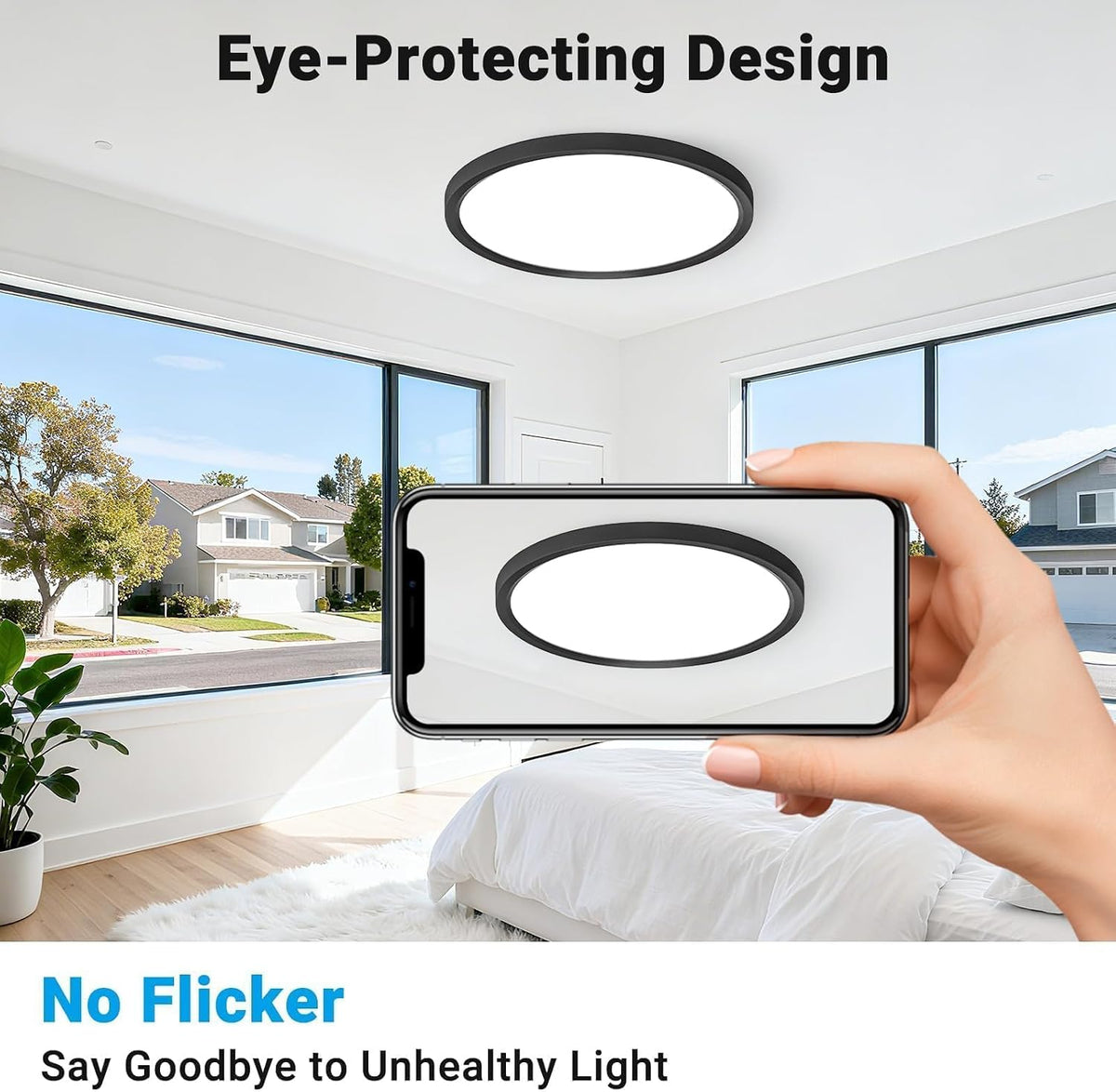 2‑Pack 12" Black 5CCT LED Flush Mount Light