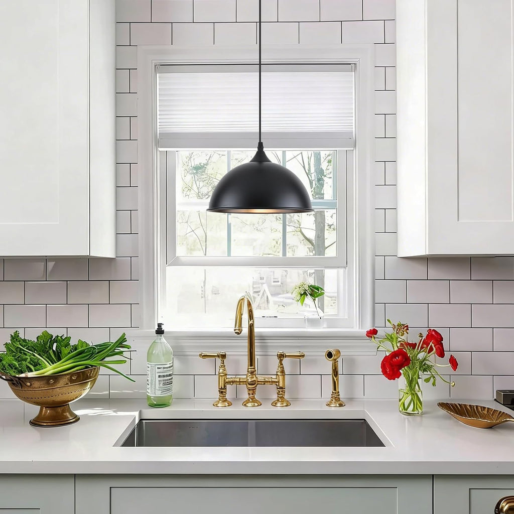3‑Pack 9.8" Matte Black Dome Pendant Lights