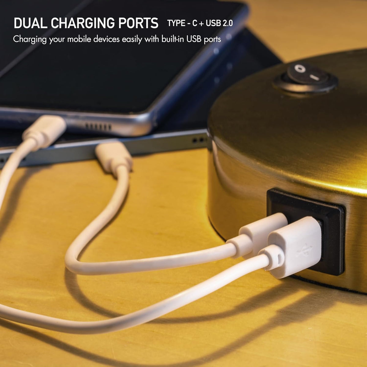 Metal LED Desk Lamp with Dual USB