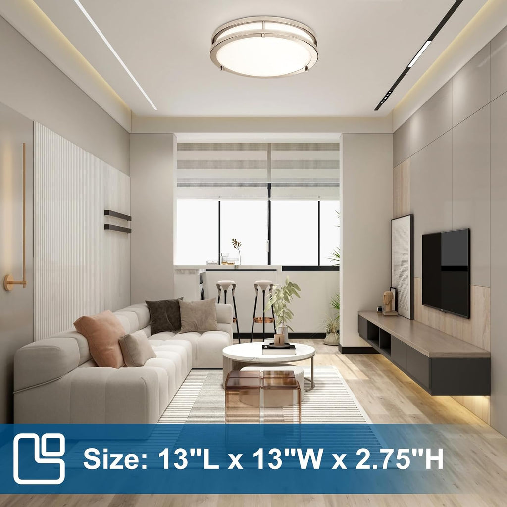 2‑Pack 13" 5CCT Brushed‑Nickel LED Flush Mount