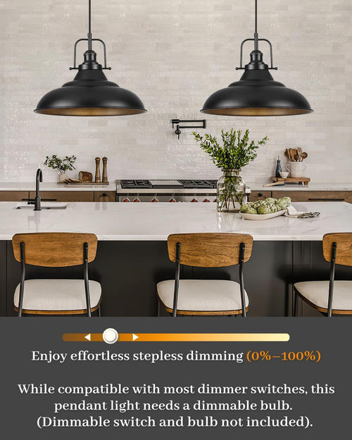 1‑Pack 16" Matte Black Industrial Pendant Light