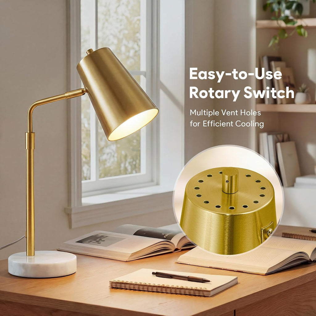 20" Gold Marble Base Adjustable Desk Lamp