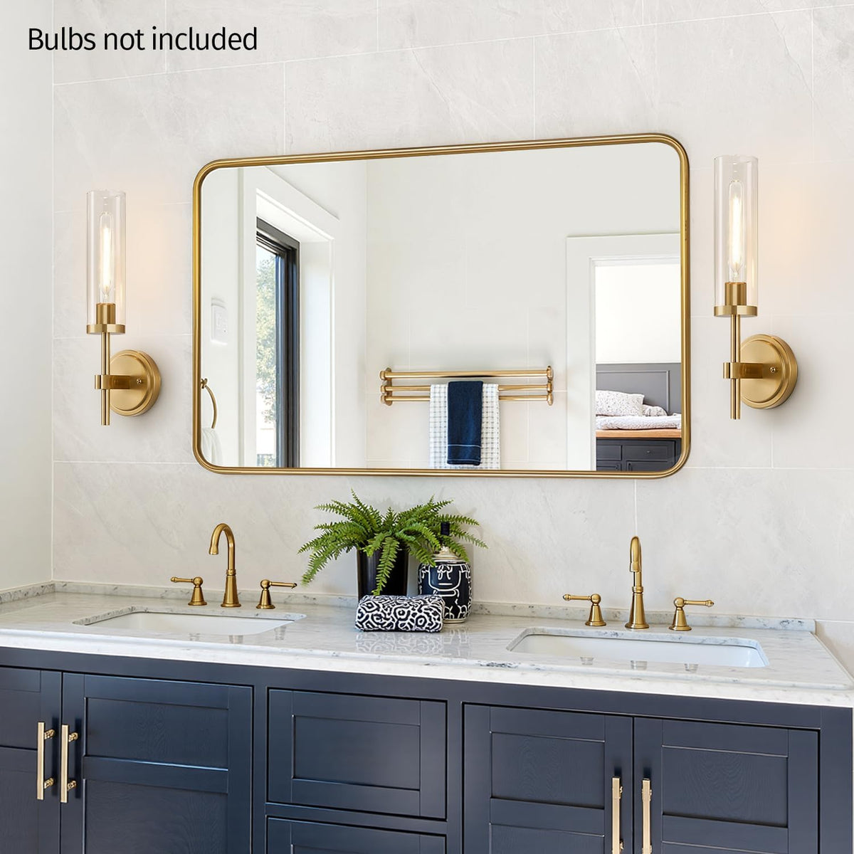 2‑Pack Brushed‑Gold Clear‑Glass Hardwired Wall Sconces