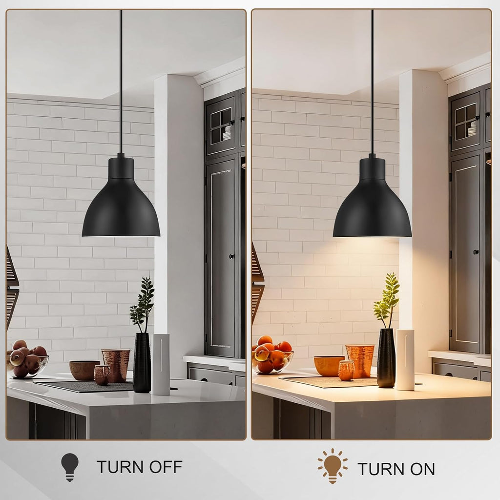 3‑Pack 6.5" Black Dome Industrial Pendant Lights