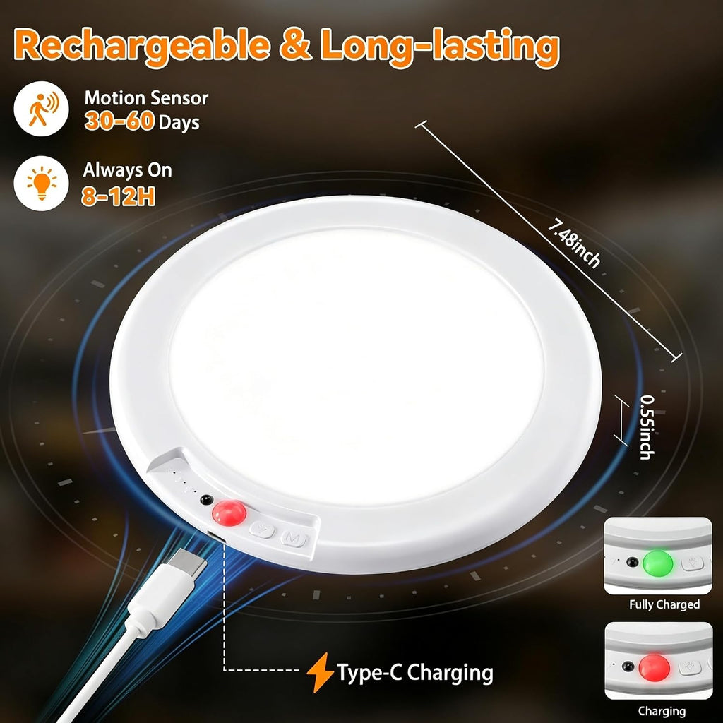 2‑Pack Rechargeable LED Ceiling Lights with Remote
