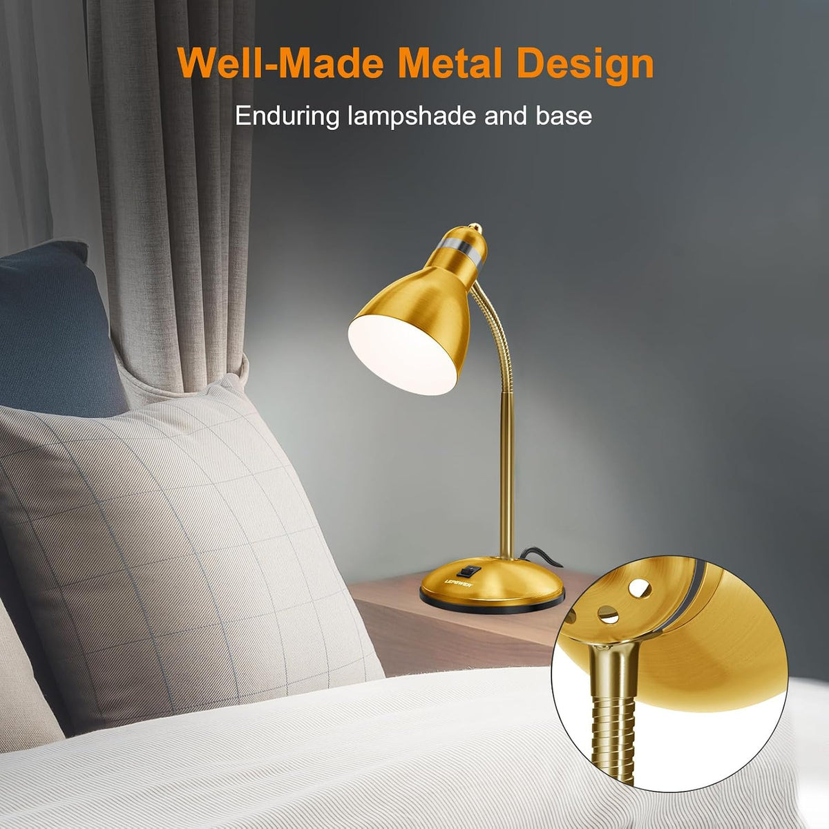 Adjustable Goose‑Neck Metal Desk Lamp