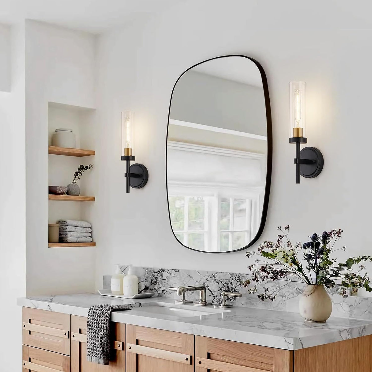 Wall Sconces Set of 2 with Clear Glass Shade