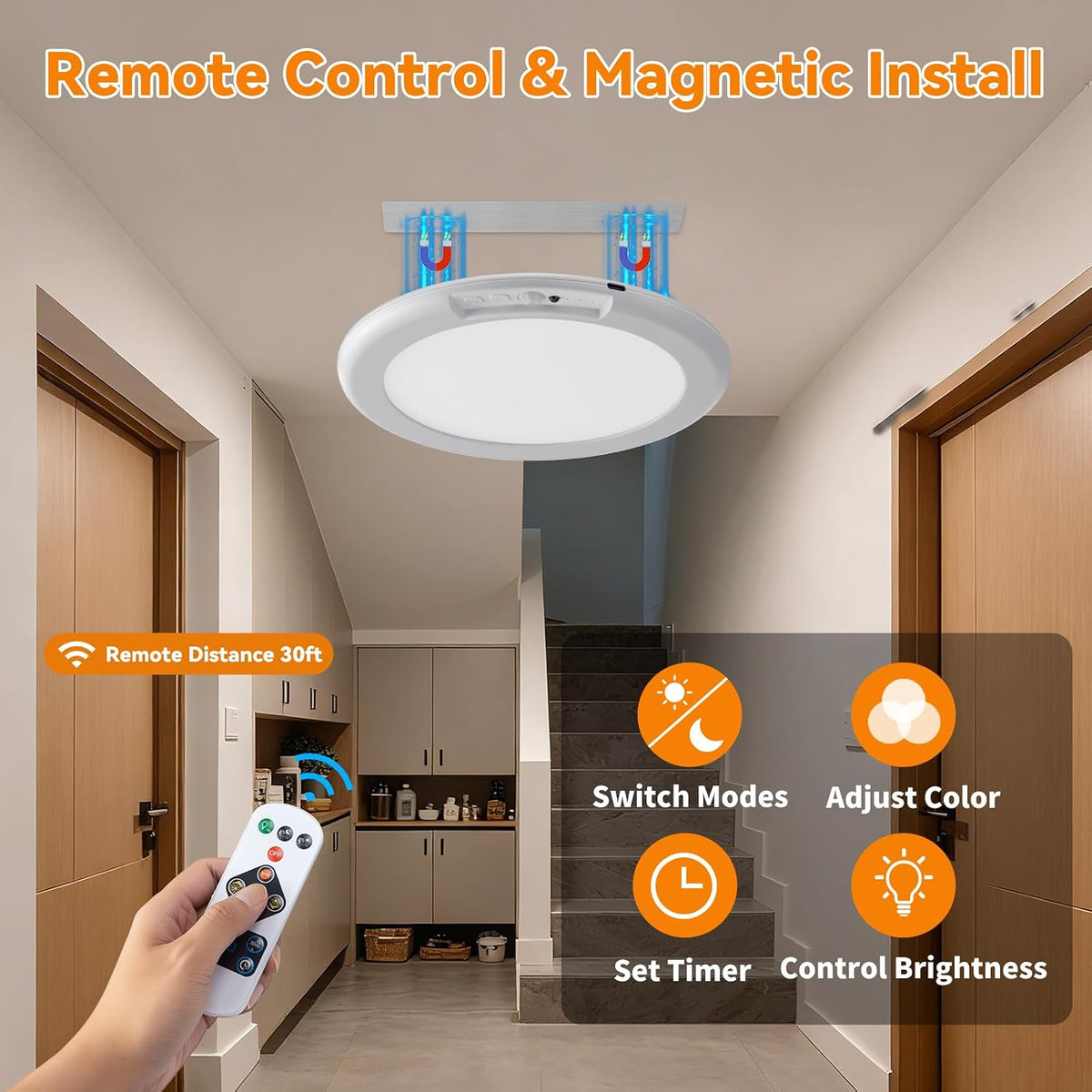2‑Pack Rechargeable LED Ceiling Lights with Remote