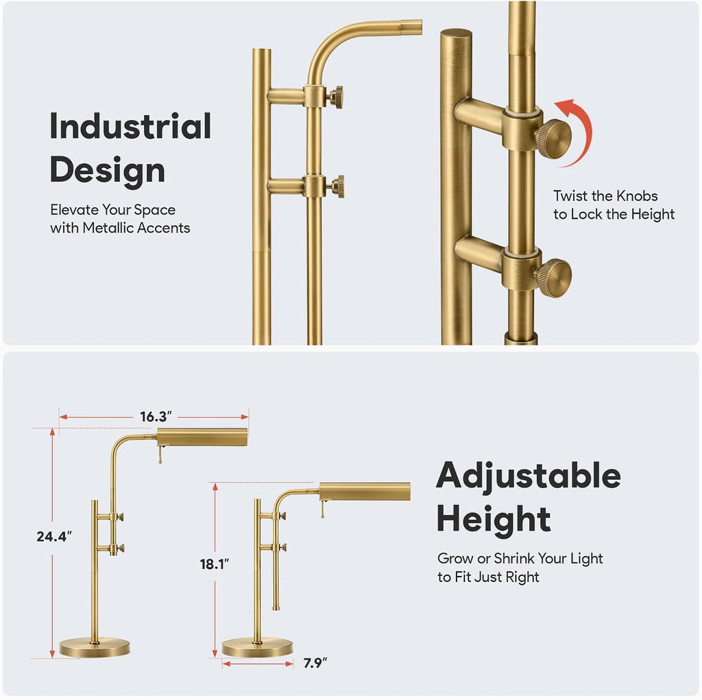 Adjustable Industrial Gold Table Lamp