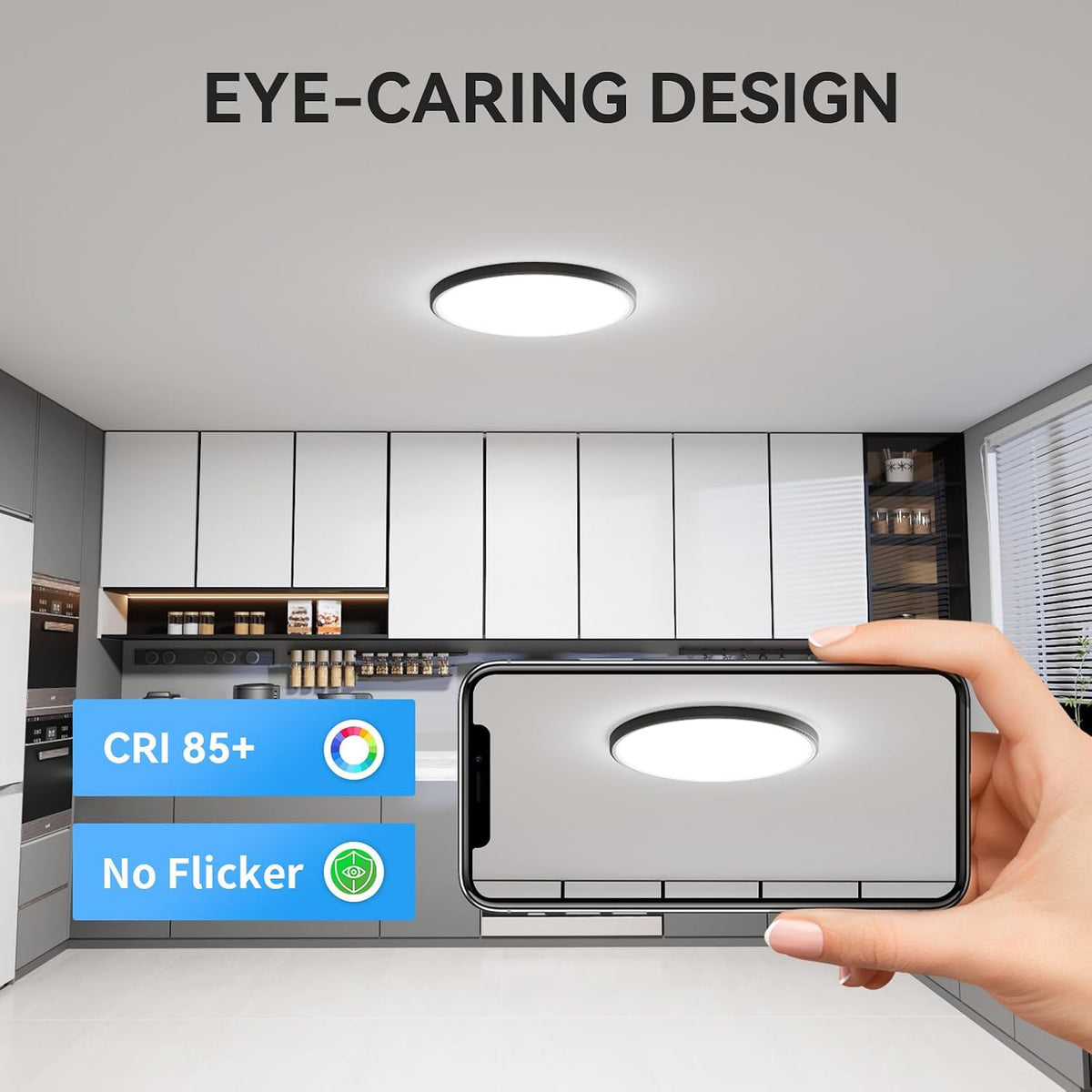 6‑Pack 12" Black 5000K Slim LED Flush Mount Light