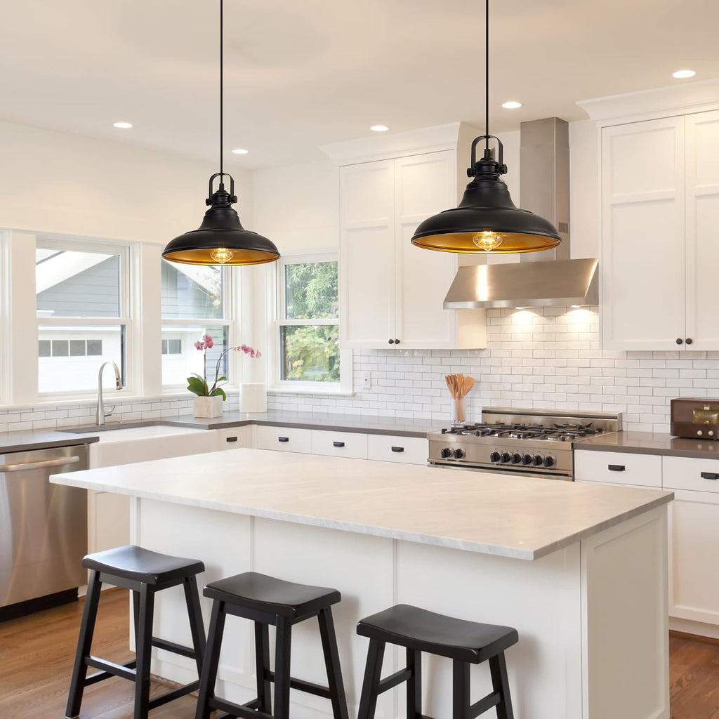 3‑Pack Matte Black Farmhouse Pendant Lights