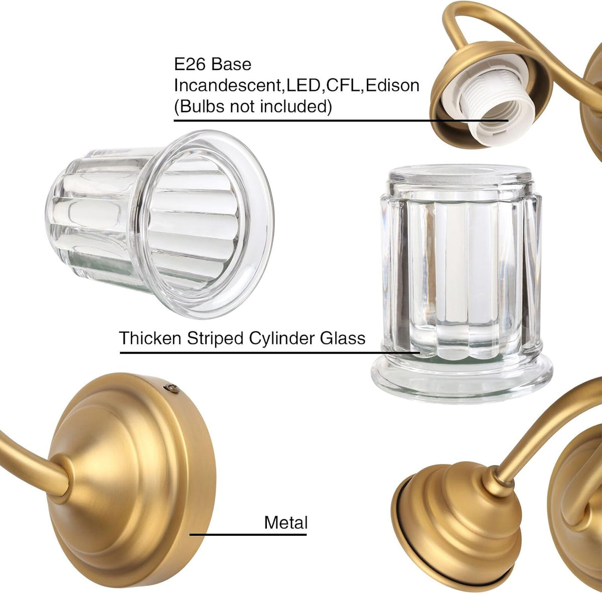 Gold Bell‑Glass Hardwired Wall Sconce
