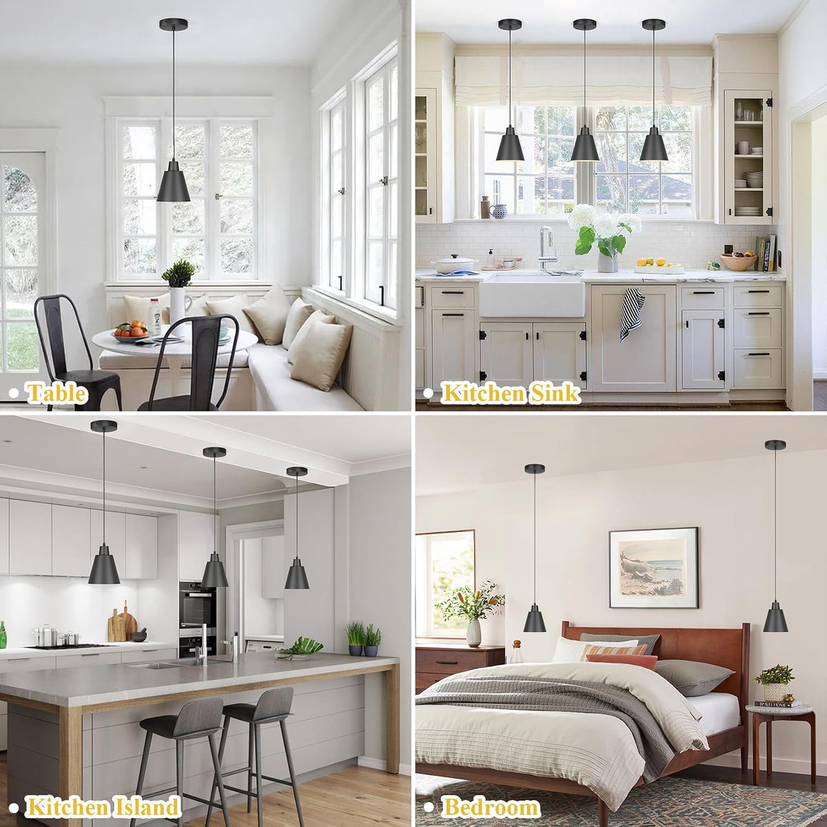 3‑Pack Black Metal Shade Industrial Pendant Lights