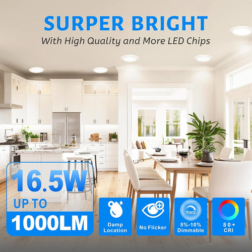 10‑Pack 6" Dimmable LED Flush Mount Lights