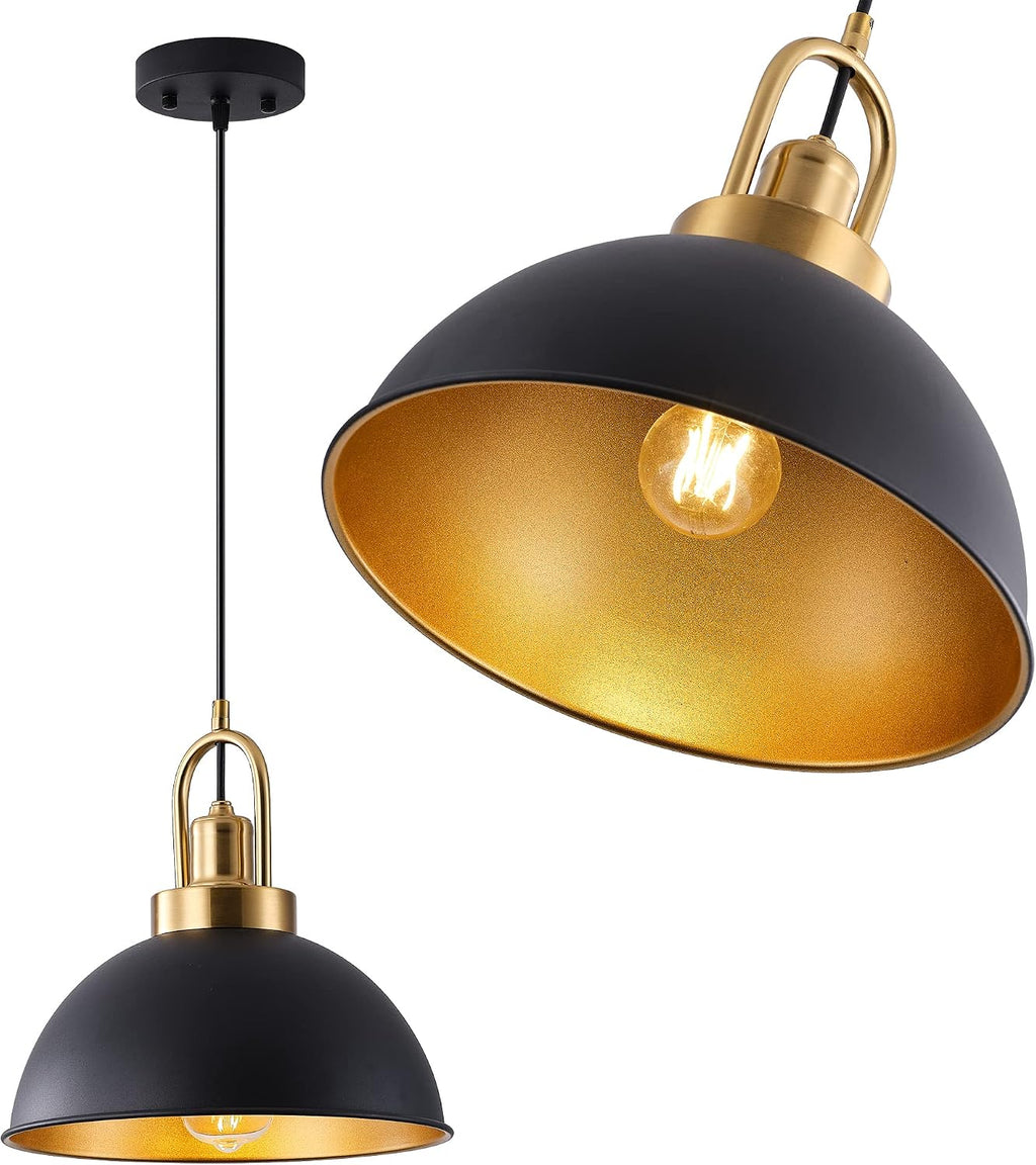 2‑Pack Matte Black Farmhouse Pendant Lights