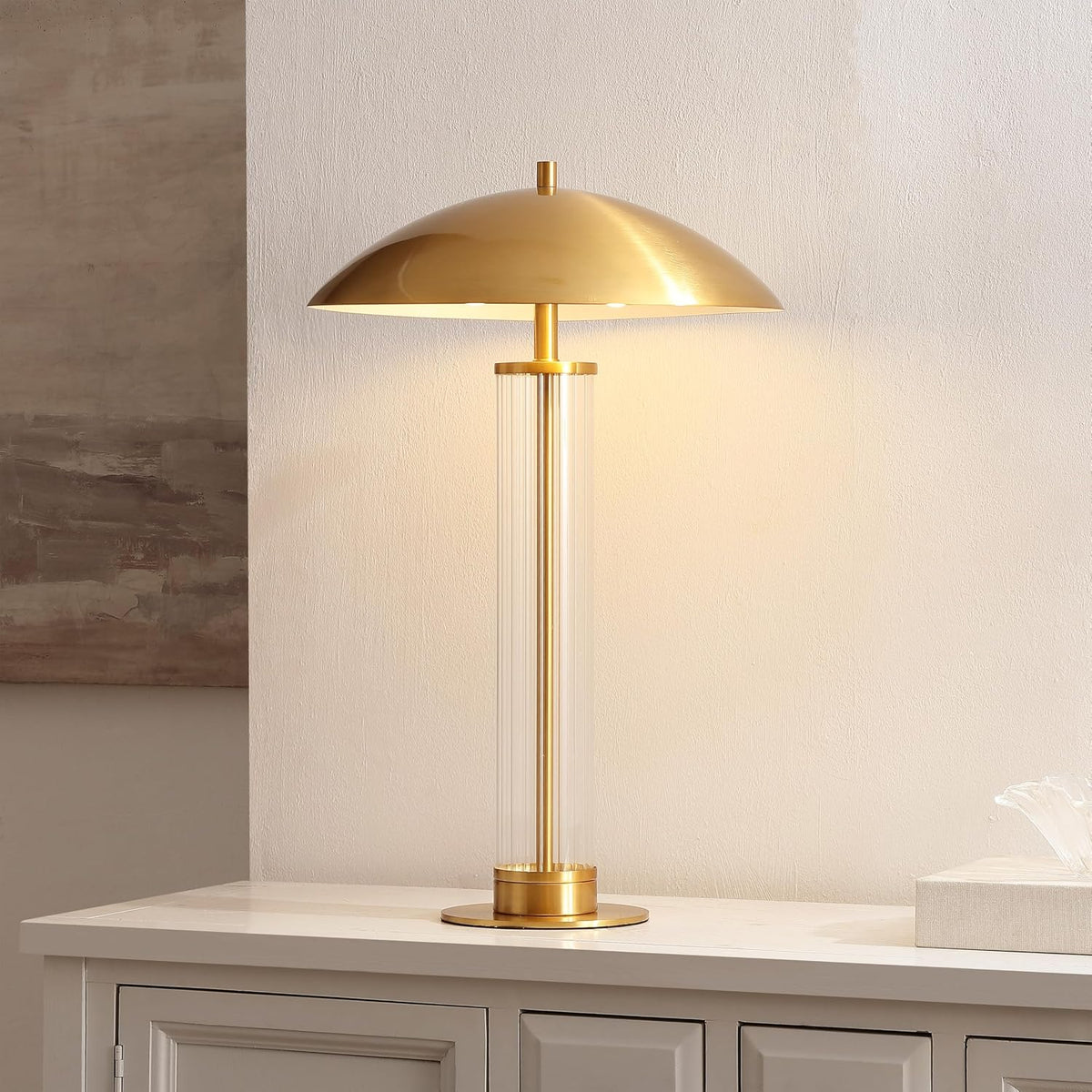 24" Brass Glass Table Lamp